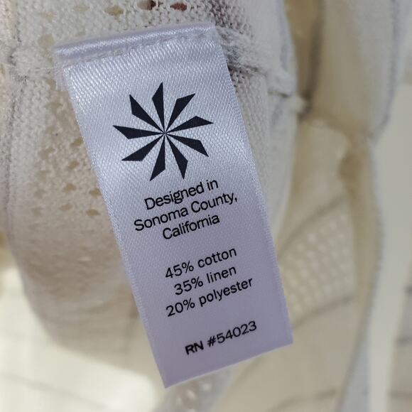 Athleta Mix It Up Sweater Athletic Cotton Linen Top Striped Ivory Size Small - Picture 5 of 8